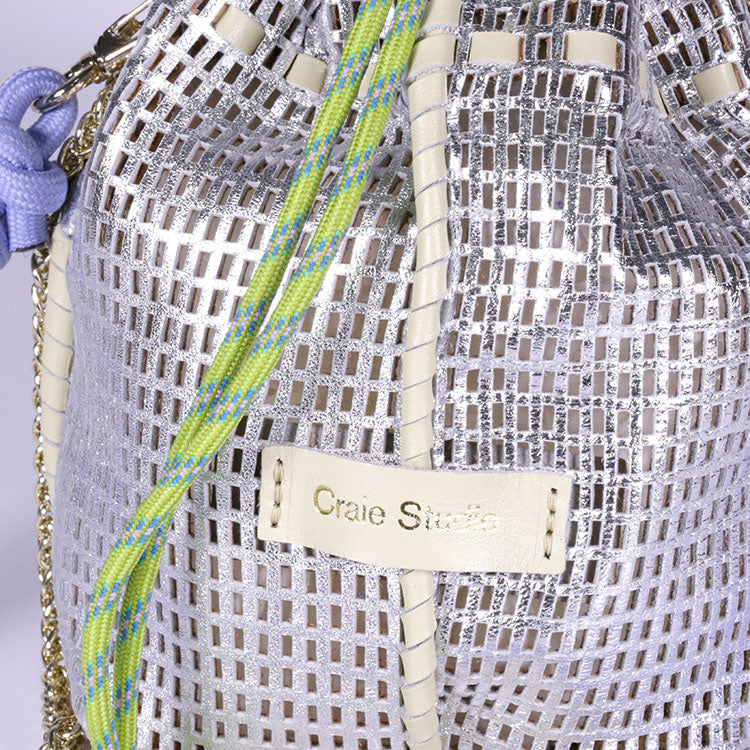 Bibi Perforated Lamb Leather Bag in Silver