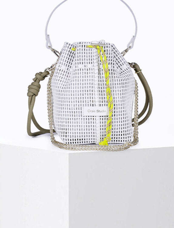 Bibi Perforated Calf Leather Bag in White