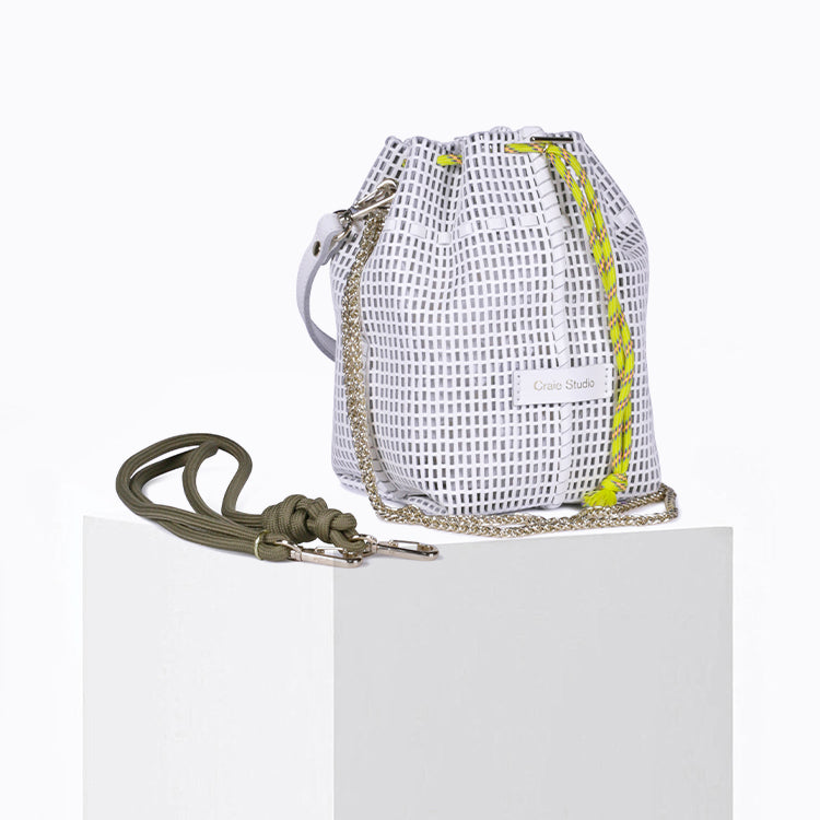 Bibi Perforated Calf Leather Bag in White