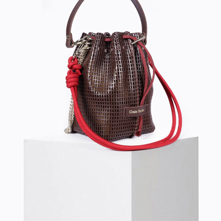 Bibi Perforated Lamb Leather Bag in Choco