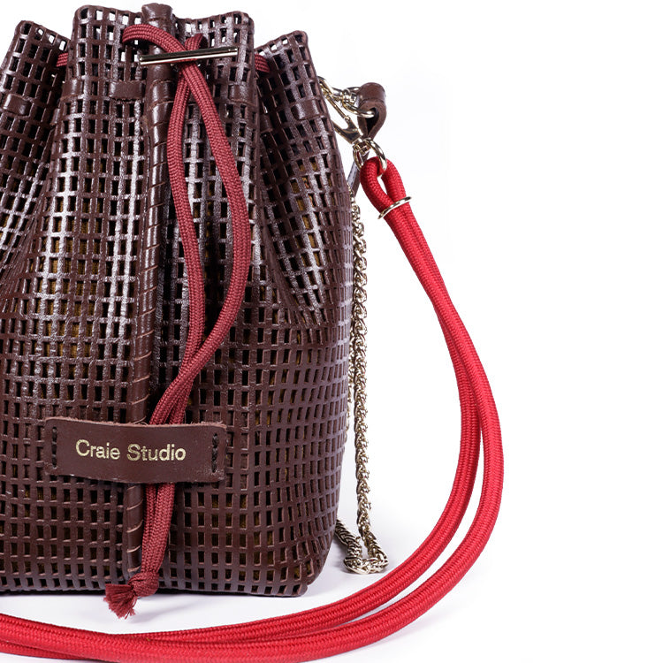 Bibi Perforated Lamb Leather Bag in Choco