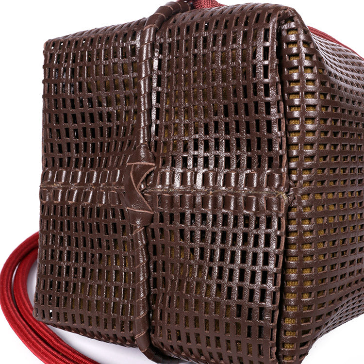 Bibi Perforated Lamb Leather Bag in Choco