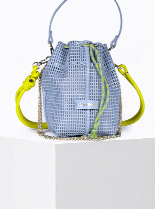 Bibi Perforated Calf Leather Bag in Sky Blue