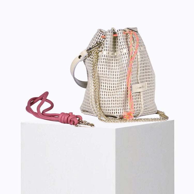 Bibi Perforated Calf Leather Bag in Cream