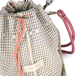 Bibi Perforated Calf Leather Bag in Cream