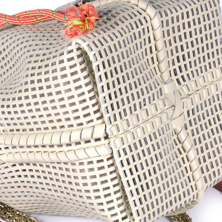 Bibi Perforated Calf Leather Bag in Cream