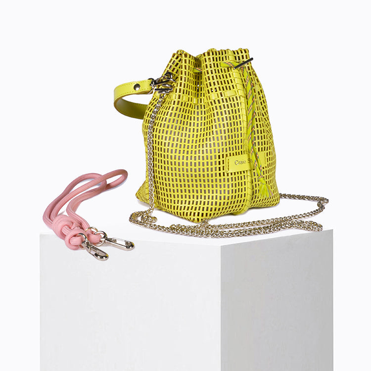 Bibi Perforated Calf Leather Bag in Yellow