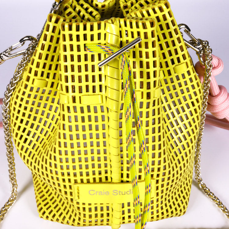 Bibi Perforated Calf Leather Bag in Yellow