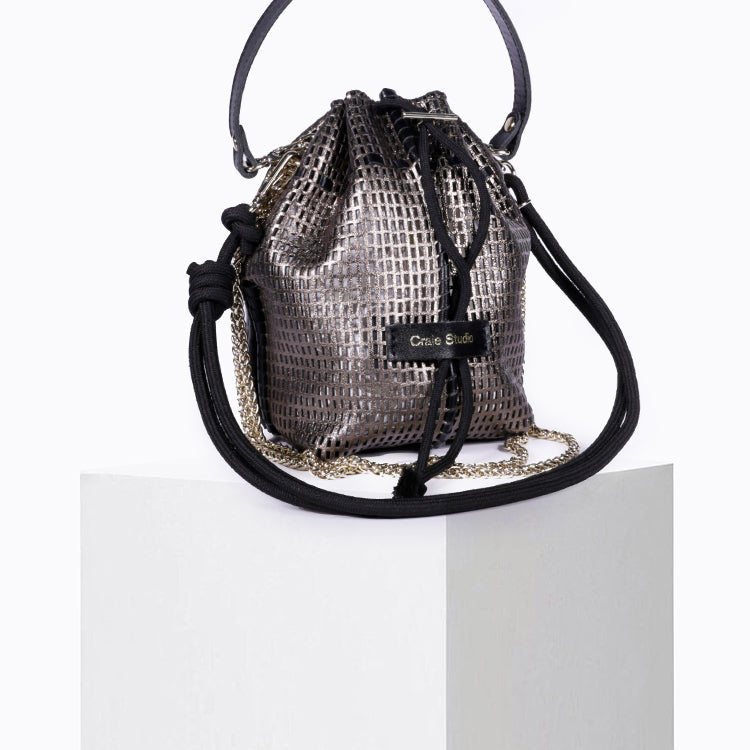 Bibi Perforated Lamb Leather Bag in Lunar