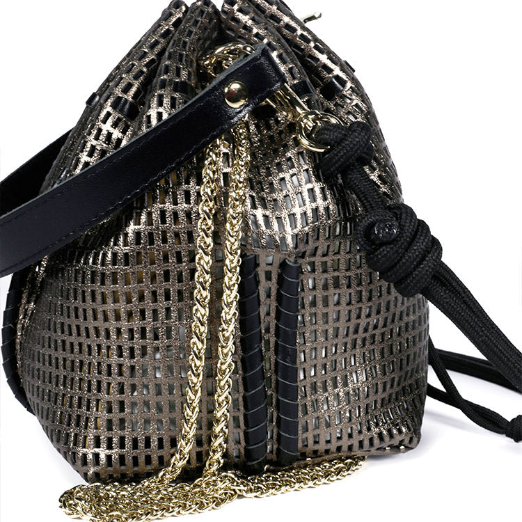 Bibi Perforated Lamb Leather Bag in Lunar