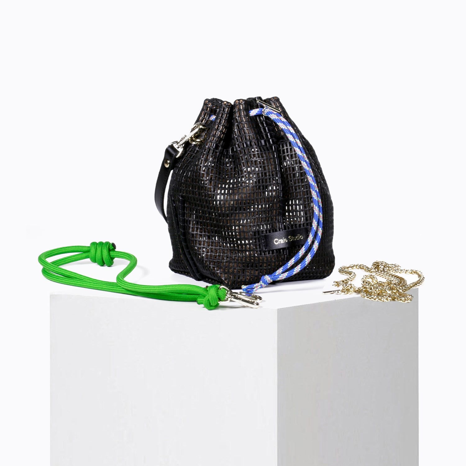 Bibi Perforated Calf Leather Bag in Black