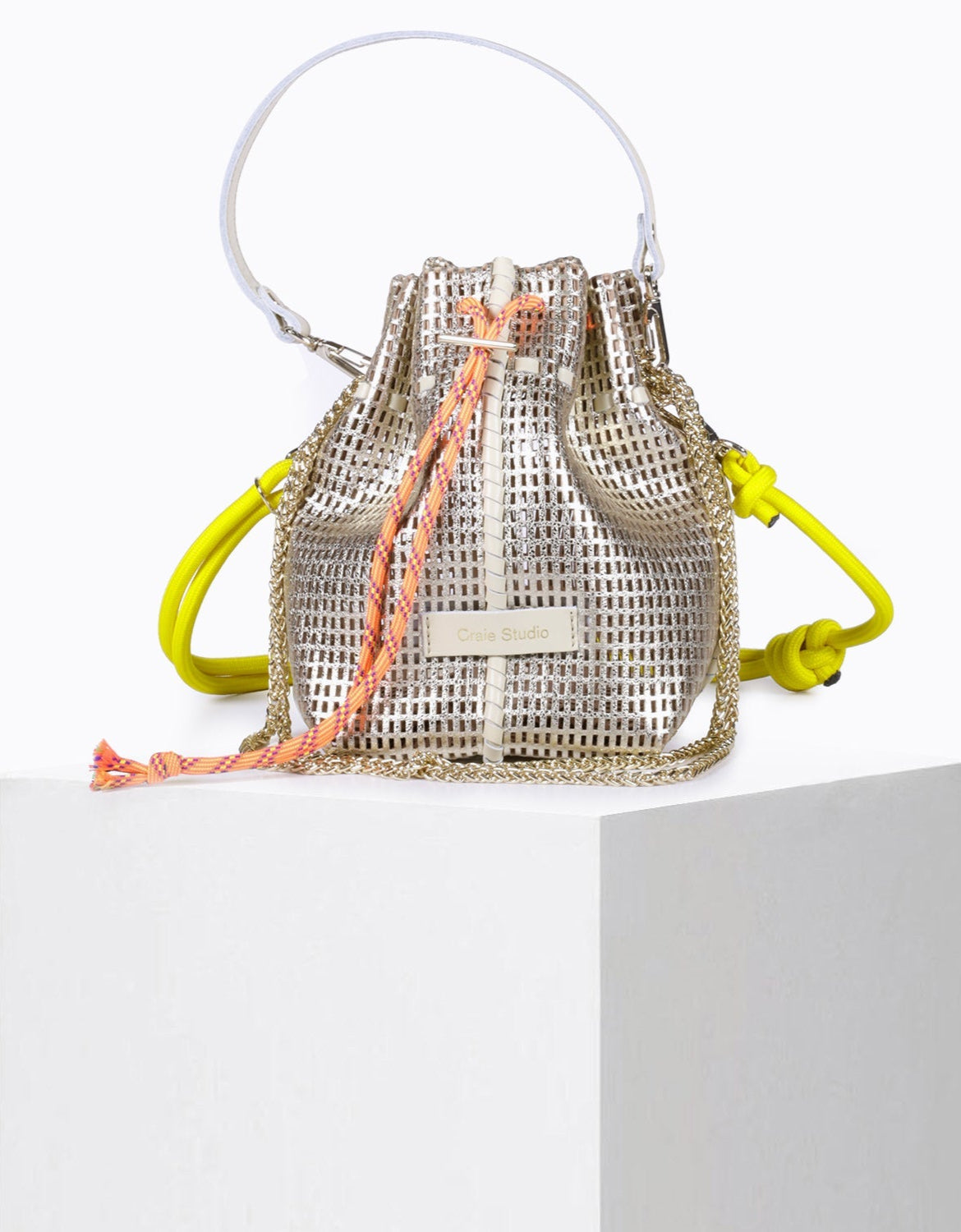 Bibi Perforated Lamb Leather Bag in Gold Metallic