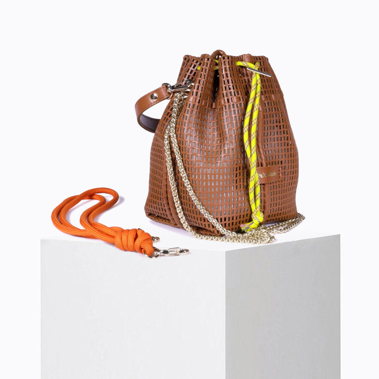Bibi Perforated Calf Leather Bag in Tan