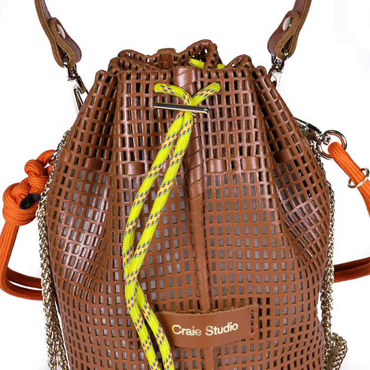 Bibi Perforated Calf Leather Bag in Tan