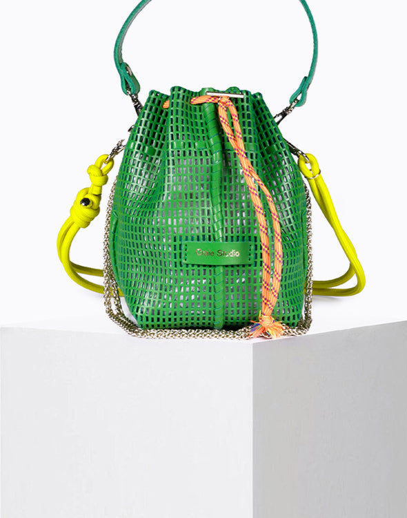 Bibi Perforated Calf Leather Bag in Green