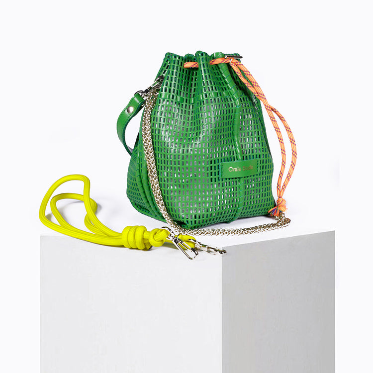 Bibi Perforated Calf Leather Bag in Green