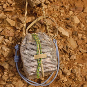 Bibi Perforated Lamb Leather Bag in Silver