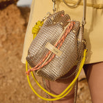 Load image into Gallery viewer, Bibi Perforated Lamb Leather Bag in Gold Metallic
