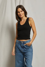 Load image into Gallery viewer, Blondie Rib Tank in True Black
