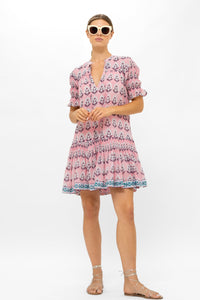 Smocked Drop Mini Dress in Bodrum Pink