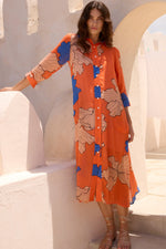 Load image into Gallery viewer, Midi Shirt Dress in Bora Bora Red
