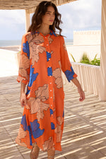 Load image into Gallery viewer, Midi Shirt Dress in Bora Bora Red
