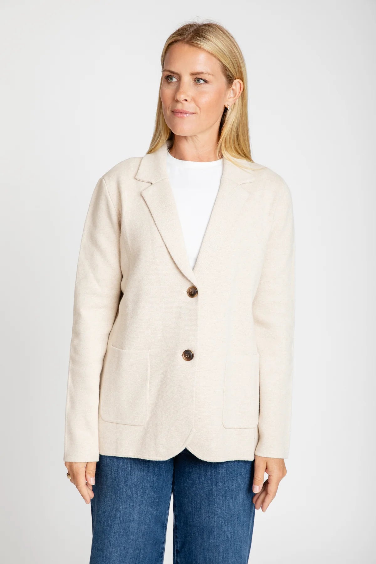 Cream sweater blazer deals