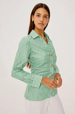 Load image into Gallery viewer, Caralyn Shirt in Emerald Stripe

