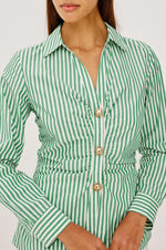 Load image into Gallery viewer, Caralyn Shirt in Emerald Stripe
