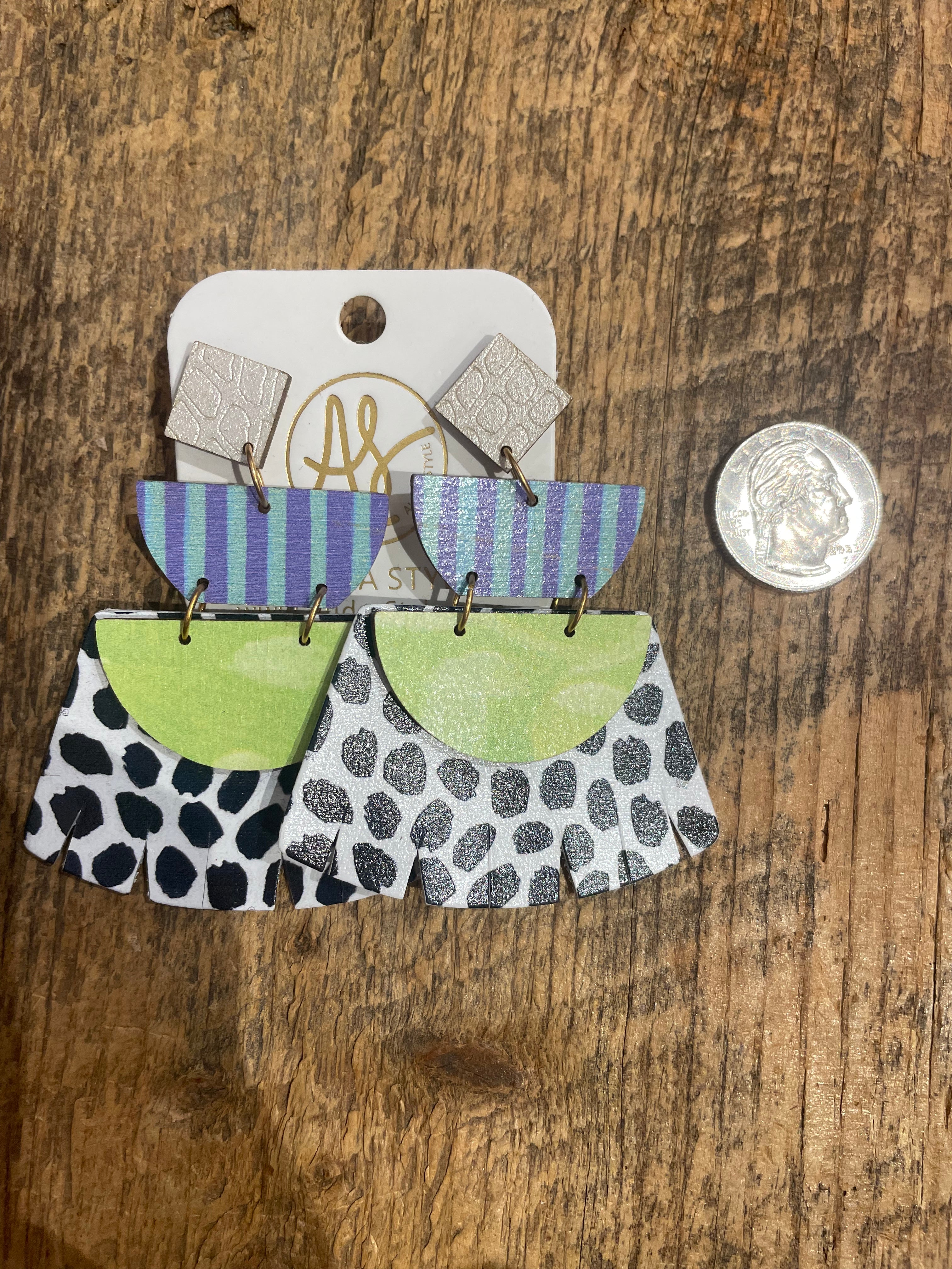 Emma Earrings in Polka Dot/Lime