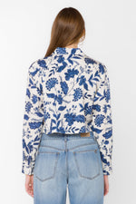 Load image into Gallery viewer, Celestine Floral Shirt in Blue Jacobean Floral
