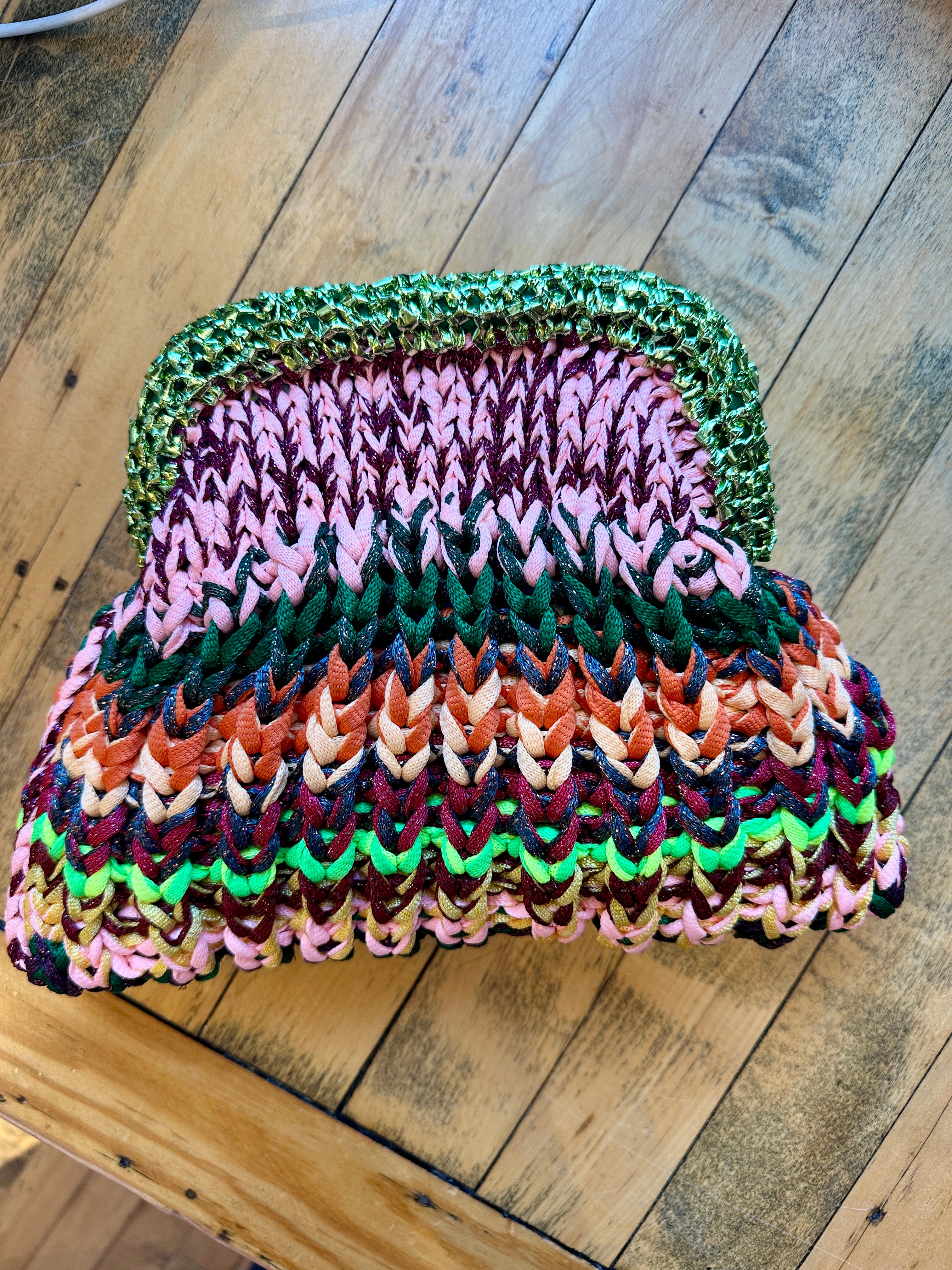 Sis Clutch in Lime Green/Pink