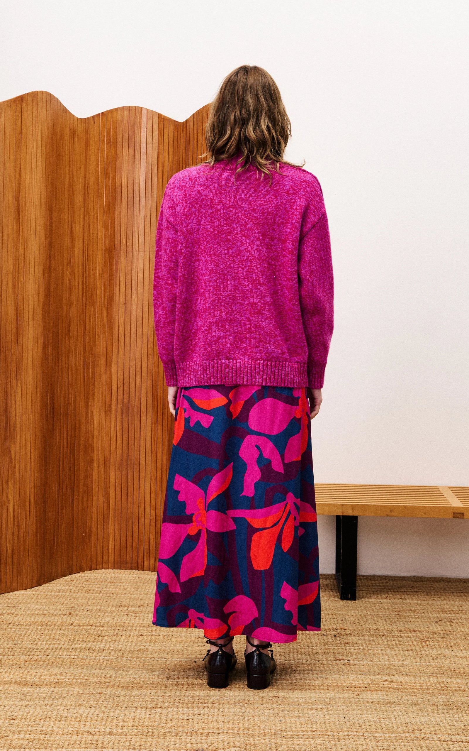 Burmese Skirt in Geometric Flowers