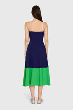 Load image into Gallery viewer, Tammy Midi Dress in Ivory/Navy/Grass
