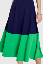 Load image into Gallery viewer, Tammy Midi Dress in Ivory/Navy/Grass
