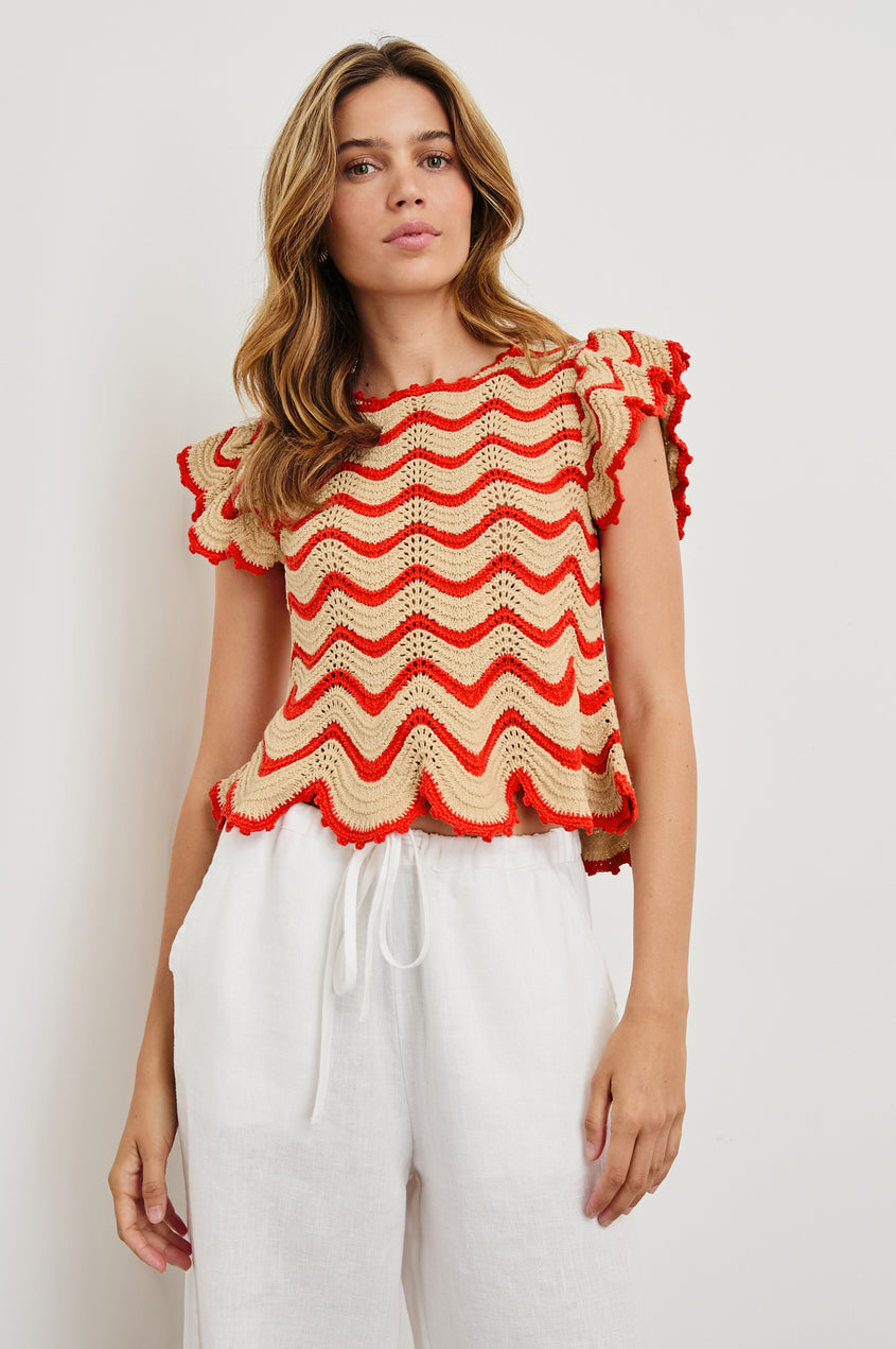Coen Top in Cherry Oat Stripe