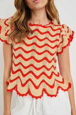 Load image into Gallery viewer, Coen Top in Cherry Oat Stripe
