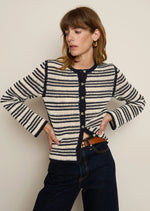 Load image into Gallery viewer, Courtney Crochet Cardigan in Seascape Stripe
