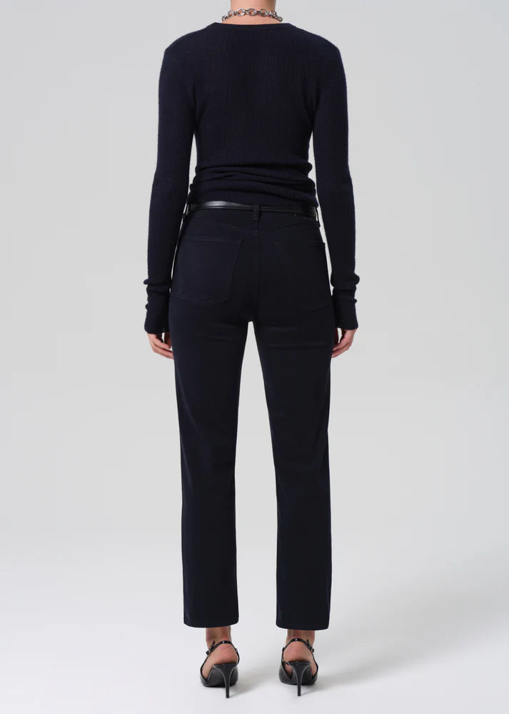 Caia High Rise Straight Clean Hem in Navy