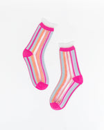 Load image into Gallery viewer, Candy Stripe Ruffle Crew Sock

