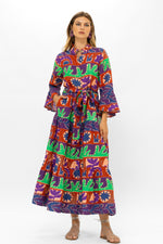 Load image into Gallery viewer, Ruffle Collar Bell Maxi Dress in Canyon Purple

