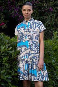 Cap Sleeve Mini Dress in Roma Blue