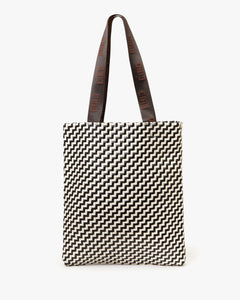 Carryall Tote in Black & Cream Woven Zig-Zag