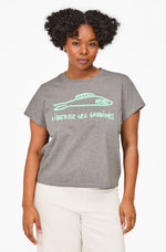 Load image into Gallery viewer, Classic Tee in Liberez les Sardines in Grey Melange w/ Mist
