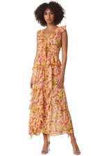 Load image into Gallery viewer, Claudita Dress in Golden Flora
