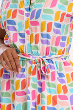 Load image into Gallery viewer, Leigh Midi Shirt Dress in Off White Curved Geometric
