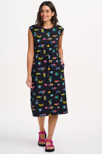 Load image into Gallery viewer, Sloane Jersey Midi Dress in Summer Joy Black
