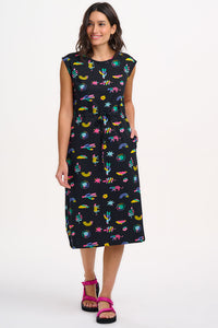 Sloane Jersey Midi Dress in Summer Joy Black