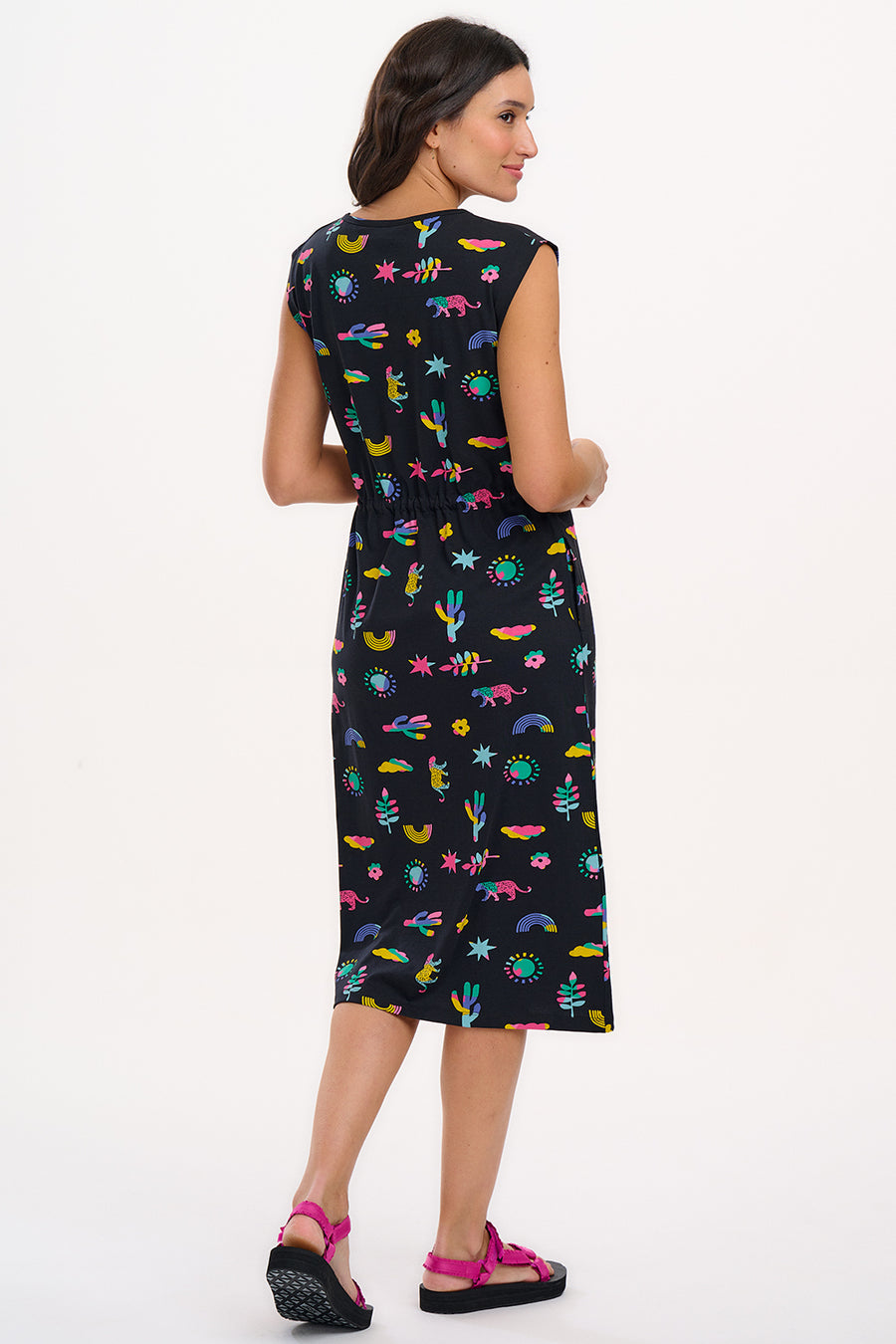 Sloane Jersey Midi Dress in Summer Joy Black