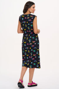 Sloane Jersey Midi Dress in Summer Joy Black